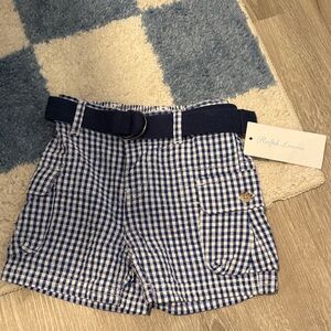 Ralph Lauren Navy Checkered Shorts with Belt